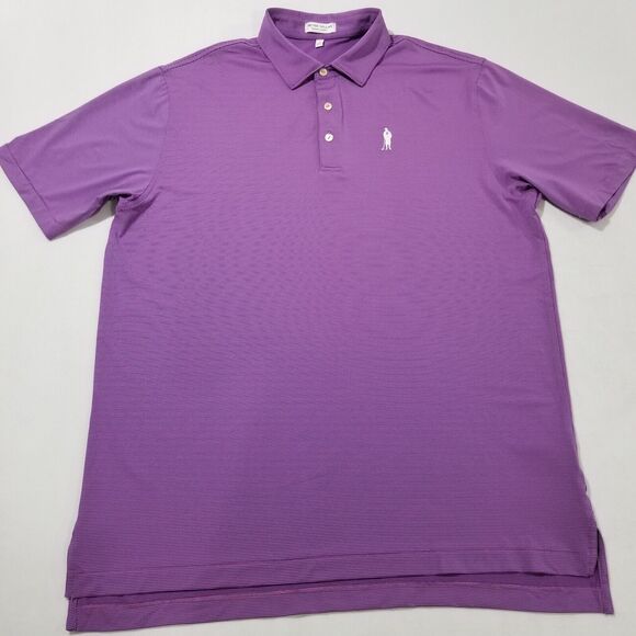 Peter Millar Polo Shirt Large Jubilee Performance Summer Comfort Striped Havana - Picture 11 of 11